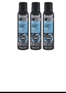 Deo Anti-Transpirant Active Cool (3 x 150ml) | 3er-Pack Deospray für Männer | 48h Schutz vor Schweiß & Geruch mit Kühleffekt | ohne Alkohol | Veganes Deo ISANA MEN
