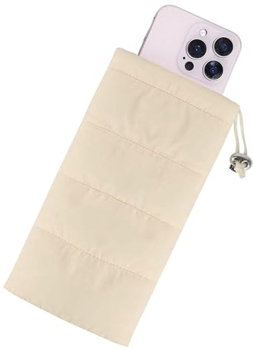 HUVZOR 1pcs Funda térmica para teléfono para acampar al aire libre, esquí, evita la congelación y el sobrecalentamiento, prolonga la duración de la batería, a prueba caídas, para teléfono (Beige)