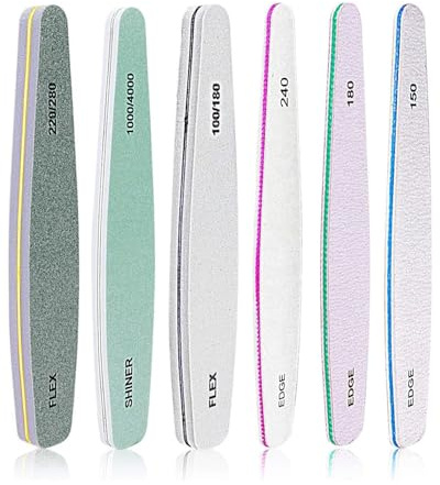 SOVYTH Juego de 6 limas de uñas y pulidores, grano 80/100/120/150/180/240/1000/4000 para herramientas de manicura de corte de uñas