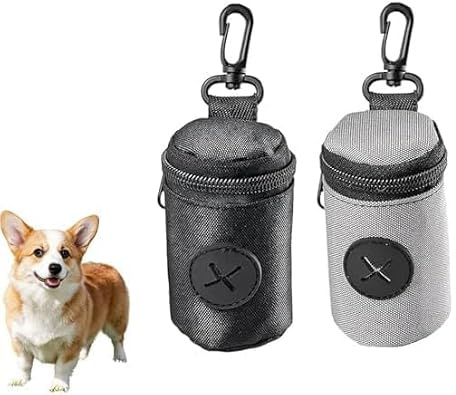 2 PCS Dog Waste Bag Holder,Dogs Wastes Bags Organiser with Carabiner Clip,Comfortable and Durable Dogs Waste Holders Black,Hands-Free Dog Wastes Carrier for Pet Walking,Hiking,Camping,Travelling