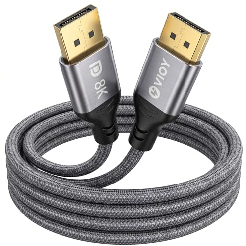 VIOY DisplayPort 1.4 Cable 15 FT, 32.4Gbps DP to DP Braided Cord