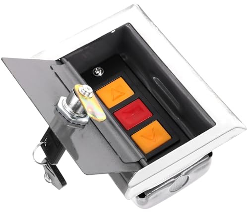 Artibetter Silver Pushbutton Switch Control Box for Roller Shutter Door with Multi-Functional Features and Convenient Operation, Plastic Material, Sleek and Practical Design for Garage Door