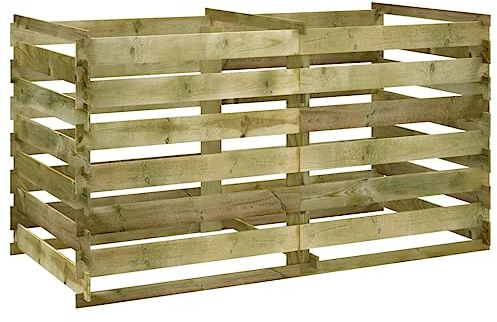 Compostiera in legno di pino impregnato, 180 x 90 x 90 cm, compostiera da giardino per rifiuti biologici, stabile silo per giardino e terrazza, facile da montare