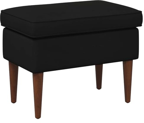 Runheo pall svart 55 x 35 x 41 cm sammet vadderad med massivt trä gummiträd ram vikbar platsbesparande bärbar perfekt för kök matsal balkong kontor gäster
