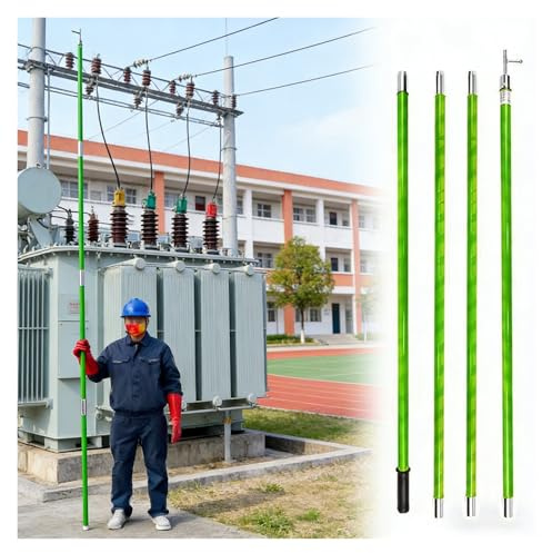 10 35 110 220 330 500 Kv Isolerad Högspänningsställverksmast, Professionell Isolerad Räddningskrok För Nödsituationer Med Elektriska Stötar,Green-4-Section5m/16.4ft