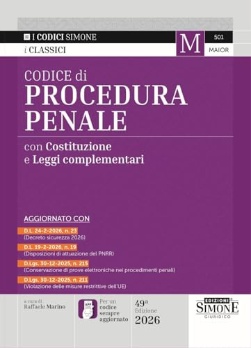 Codice di procedura penale con Costituzione e leggi complementari. Con APP CODICI SIMONE per un codice sempre aggiornato