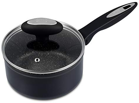 Zyliss E980138 Ultimate Non-Stick Saucepan with Lid, 16cm/1.5L, Forged Aluminium, Black, Rockpearl Plus Non-Stick Technology, Suitable for All Hobs Including Induction