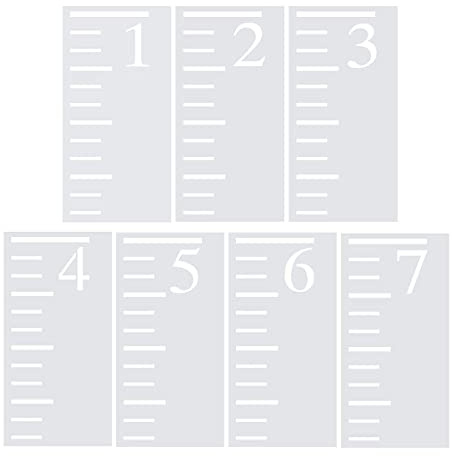 7 Feet Growth Chart Stencil, 7 Pcs Kids Height Growth Chart Reusable Ruler Template for Painting on Wood Wall Paper 12 x 6 inch