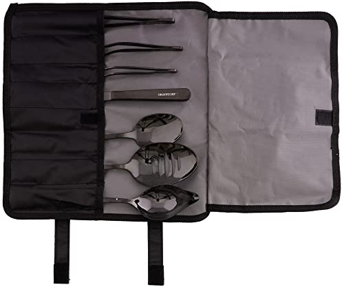 CREATIVECHEF 7 PCS Plating Tools Culinary Set Contains kitchen tweezers spatula Sauce plating spoon（Black）