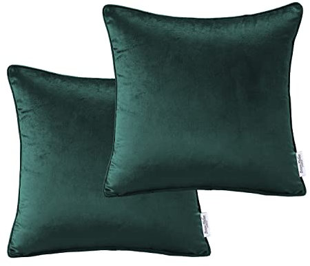 Bronwen Mathews Velvet Cushion Covers 45x45 cm Pack of 2 Bottle Green Decorative Throw Pillowcases Soft Modern Square Durable For Sofa Chair Garden Living Room Balcony Car (Bottle Green).