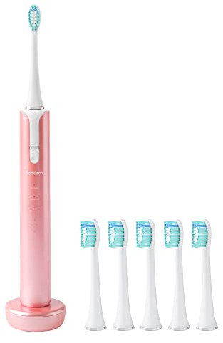 Soniclean Lux Sonic Toothbrush for Adults With 6 Heads, Rechargeable, Automatic, Rose Gold