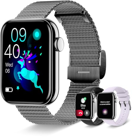 Smartwatch Uomo Donna con Chiamate e Risposta/Notifiche WhatsApp, 1,85 Orologio Digitale Fitness Contapassi Cronometro, 19 Modalità Sportivo Android iOS Smart Watch con Sonno/Cardiofrequenzimetro
