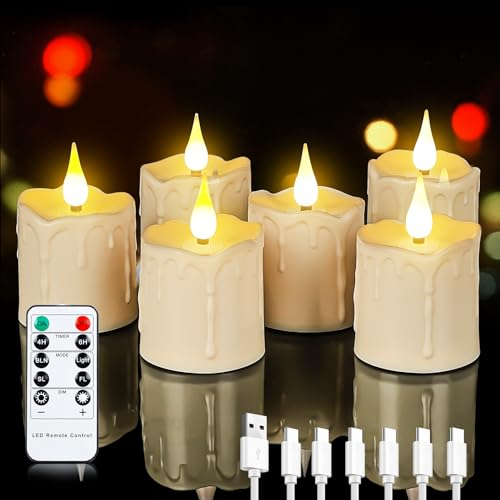 Forever Speed Rechargeable LED Tealights,Flameless Candles with Remote Control Timer Waterproof Function, 6 Piece LED Tea Lights for Home Decoration, Christmas, Weddings