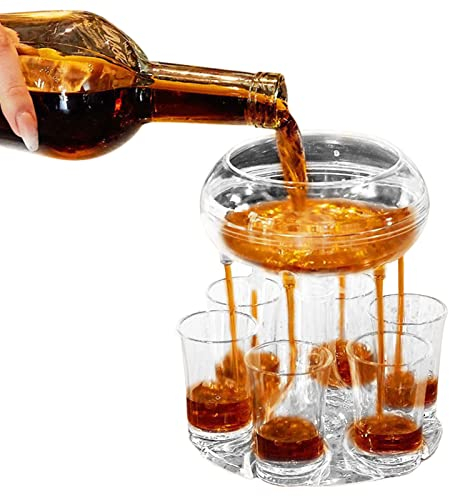 Voihamy 6 Shot Liquor Dispenser - Schnapsglas Spender - 6 Schnaps Spender mit Gläsern - Shot Getränkespender - Acryl schnapsglasspender und Halter für Bar, Partys, Reunion, Festival