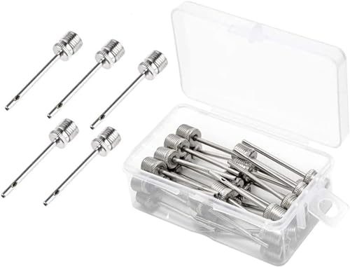 PINNKL Ballpumpe Nadeln, 30 Stück Ersatznadeln Ventil Nadel Set, Ballpumpen Aufblasnadel, Ballnadel für Fußball, Handball, Basketball, Volleyball, Wasserball, Gymnastikball, Luftballon & Luftmatratze