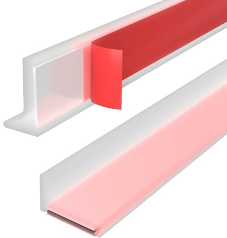 Shower Threshold Water Dam Guard - Self-Adhesive Silicone Waterproof Barrier, Leak-Proof, Flexible, Easy Installation, Customizable Length for Showers, Bathtubs, Sinks, and Countertops by Hzetuu