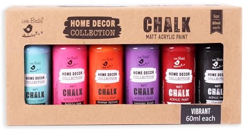 Little Birdie Chalk Paint Set - Matte Acrylic Painting Supplies for DIY Crafts, Furniture, Indoor Outdoor - Multisurface, Non Toxic, 60mL Bottles, Vibrant