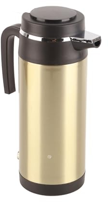 Hervidor Eléctrico de Acero Inoxidable de 12 V, Termo de Viaje de 1200 Ml, Botella de Agua Calefactora con Luz Indicadora, para Uso en Viajes con Familias 28x10 Cm