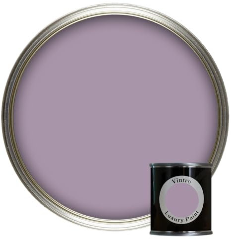 Vintro Paint | Luxury Matt Emulsion | Smooth Chalky Finish | Multi Surface Paint | for Walls, Ceilings, Wood and Metal | 125ml (Lilac - Amethyst)