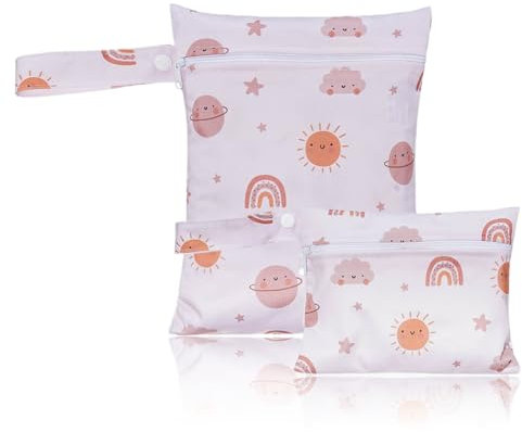 SULIUDAJI 2 Piezas Bolsa de Pañales Mini Bolsa Impermeable Reutilizable para Bebe Ropa Seca y Húmeda Organizador de Pañales Wetbag Lavable Neceser para Viaje Playa Deporte Guardería Merienda