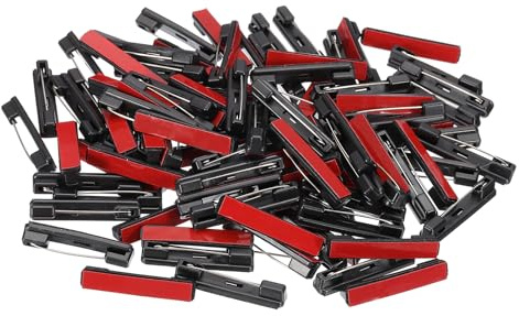 PATIKIL 100Pcs Épingles De Sécurité, 36mm Épingles De Sécurité Autocollantes Épingles De Barrette Épingles De Badge Épingles D'Étiquette Plat Bandes Adhésives DIY Artisanat, Noir
