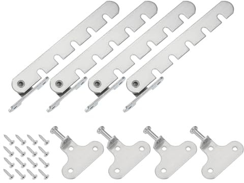 sourcing map Window Restrictor Latch Window Safety Lock Stopper, Limit Stay Adjustable Casement Window Limiter with 5 Slots for Inward Opening Window, Silver Tone (4 Set, 35mm)