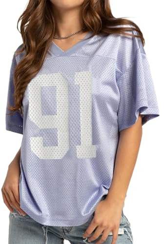 Women Y2K Basketball T-Shirt Short Sleeve V Neck Number Print Oversized Tee Loose Blokecore Jersey Shirt Aesthetic Streetwear