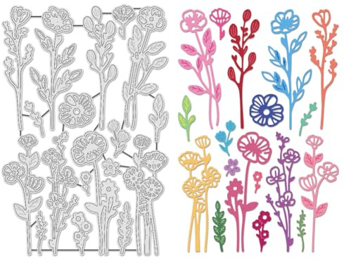 UNICRAFTALE Skärform metall mönster vilda blommor blad blommor skärformar prägling schabloner form för scrapbooking gör-det-själv album papperskort dekoration