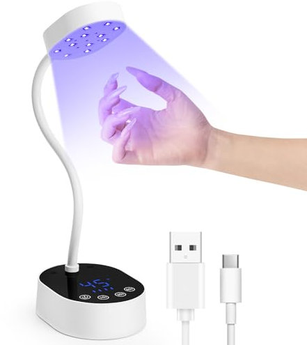 Madenia Mini UV Lampe für Gelnägel: UV Lampe Klein mit Smart Auto-Sensor & 4 Timern, Tragbare USB Mini UV Nagellampe für Gel Nagellack Salon und Hause Manicure Use, Weiß