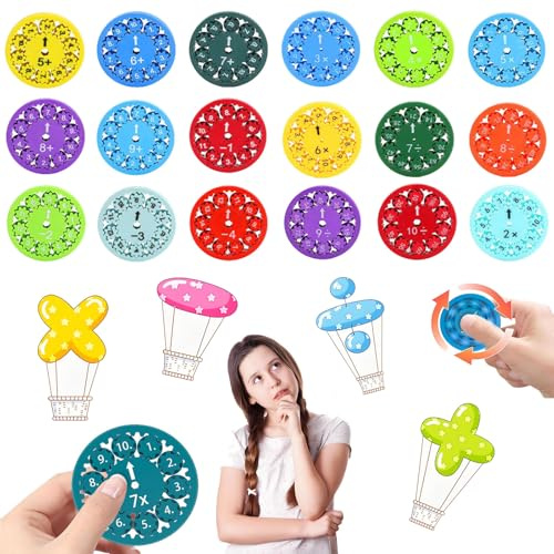 18 st matematik fidget spinner leksak stresslindring matta leksak matte fidget leksaker för hem, skola, barn vuxna hem skola (uma, subtraktion, multiplikation och delning)