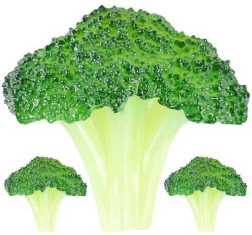 SOLUSTRE Broccoli Artificiale Decorazione Modello 3 Pezzi Plastica Realistica Verdura Vetrina Accessori di Scena Giocattolo Educativo Per Bambini Casa E Negozio