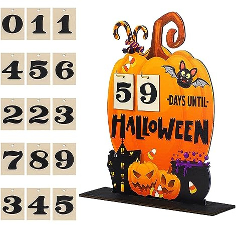 Calendario de cuenta regresiva de madera, calendario de Adviento de Halloween, adornos de escritorio, decoración del hogar, regalo, decoración de Halloween, suministros de fiesta 2023