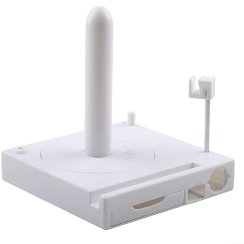 Organizador creativo de manualidades con soporte de bobina de hilo, sistema de alimentación de antena y cajón multifunción para organización de agujas y ganchos