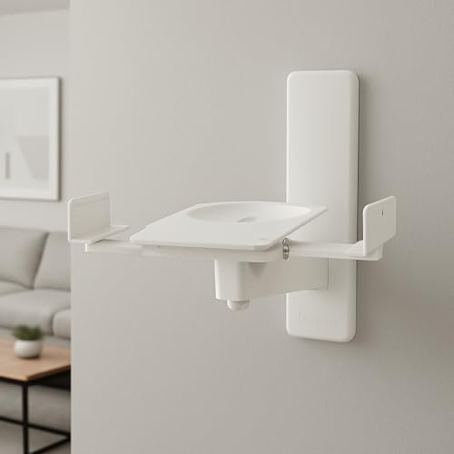 RO&CO B-Tech BT-77 White – Pareja de Soportes de Pared para Altavoces Blanco • Ajustables 135-280 mm • Giro e Inclinación • hasta 25 kg por Altavoz • Instalación Profesional.