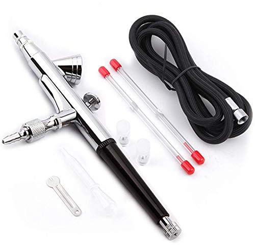 Fengda Aerografo Pistola Doppia Azione Kit Aerografo a gravità Aerografia Set FE-135K con 0,2 mm / 0,3 mm / 0,5 mm ago/iniettore e Tubo