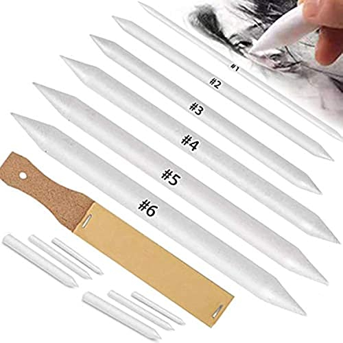 N NOROCME 12 Stück Blending Stumps und Tortillions Papierkunst-Mixer mit Schleifpapier, Bleistiftspitzer, Zeiger für Studenten, Künstler, Kohle, Skizzen, Zeichenwerkzeuge