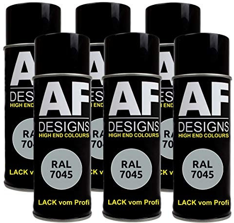 Alex Flittner Designs Lot de 6 bombes de peinture RAL pour voiture - Couleur RAL 7045 - Gris clair - 1 satiné