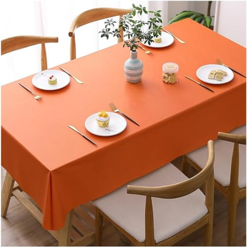 Corredocasa Tovaglia Cerata Plastica per Tavola Tinta Unita in Vari Colori e Varie Misure Made in Italy Ottima Qualita' (Arancione, 12 Posti 120x220 cm)