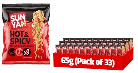 Sun Yan Instant Hot and Spicy Flavour Ramen Noodles, 65g (Pack of 33)