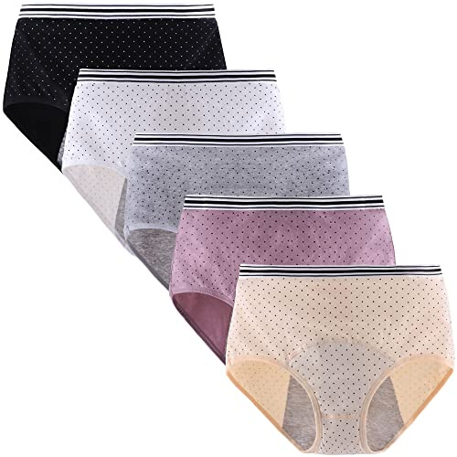 Yintry Menstruationsbyxor för kvinnor vattentäta bomullsunderkläder för kvinnor skyddsbyxor mot 5-pack (använd med en tampong)