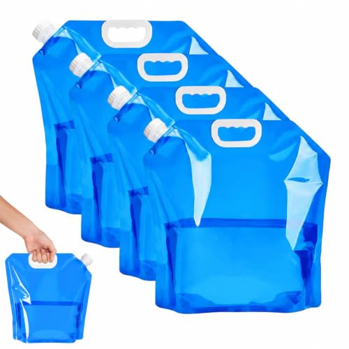 KALUROIL 4 PCS réservoirs d'eau pliables de 10L - Sac à eau portable pour camping, randonnée, urgence et stockage à la maison - Sans BPA, qualité alimentaire, étanche