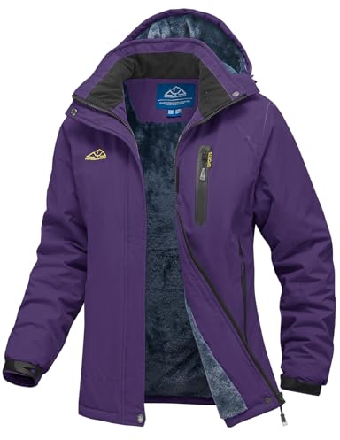 YSENTO Womens Waterproof Jackets Winter Fleece Outdoor Ski Snowboarding Walking Coat with Detachable Hood