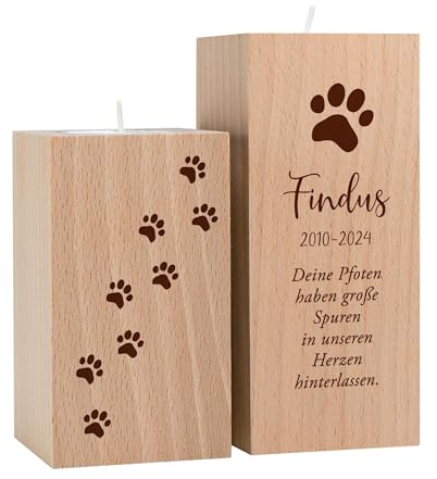 Värmeljushållare set med gravyr för sorg, personlig ljushållare, träljusstake med ordspråk, souvenir för död katt, gravprydnad, sorgsgåvor, djurminne