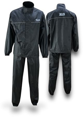 TLA RAIN Tuta Moto Antipioggia Impermeabile - Completo Moto Antiacqua Riflettente - Tuta Impermeabile 2 pezzi, Unisex per Scooter, Quad e Bici (5XL)