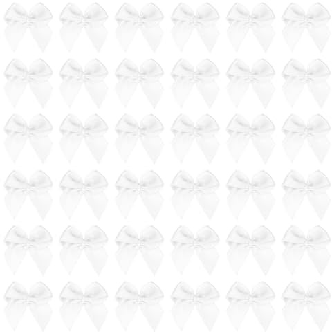 PATIKIL 1 Fiocchi Decorativi Mini 100Pz Fiocchetti per Bomboniere Mini Nastro di Raso per Applique Fai da Te Cucito Decorazione per Matrimonio Festa Bianco