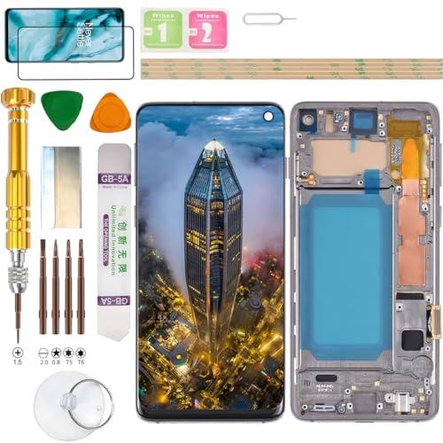 Gadget Troops Pantalla LCD (sin huellas dactilares) para Samsung Galaxy S10 (versión 4G) SM-G973F/DS, G973U, G973U1, G973W, G973N, G973X, SCV41, G973C (negro)