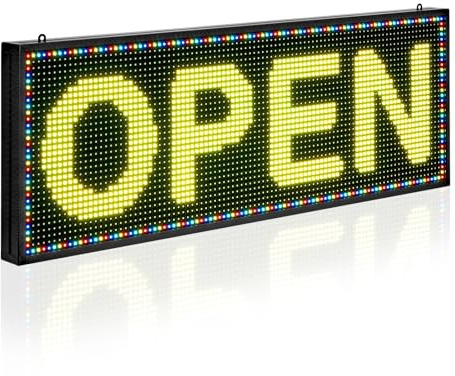 VEVOR Enseigne Lumineuse LED Programmable 99x35 cm, Panneau d’Affichage Numérique Couleur Pleine P10, GIF à Motifs de Texte Personnalisés, Commande Bluetooth, Information Publicitaire Publicité