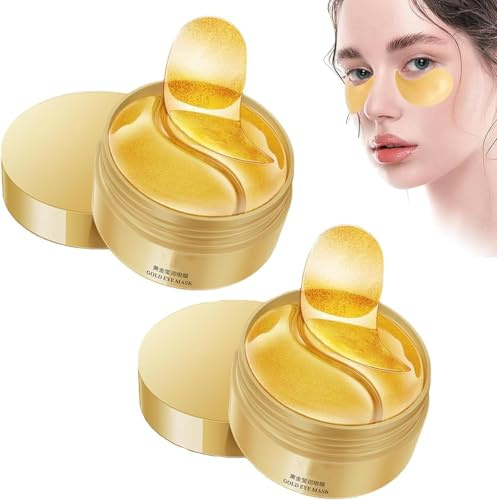 Mascarilla Hidratante Radiante de Oro para Ojos, Parches de Oro de 24k para el Contorno de Ojos, Cuidado Hidratante Antiedad para el Contorno de Ojos, Antiarrugas, Reduce Líneas de Expresión e Hinchaz