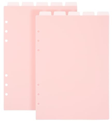 2 Set A5 Binder Dividers, A5 Plastic Binder Index Dividers for 6-Holes Ring Binders, Top 5 Tabs Planner Insets Pink Vertical Tabs Divider Page Protectors for School Office Home Notebook Planner