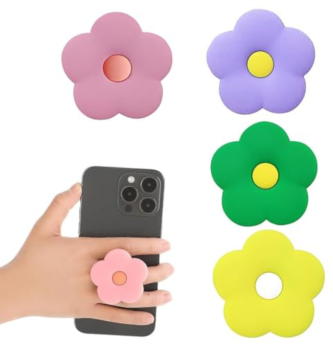 XENQITO 4 Piezas Soporte para Teléfono en Forma de flores Agarre para Móvil Soporte Ajustable para Teléfonos Inteligentes Agarre Ergonómico y Colorido para Smartphone Accesorios de Teléfono